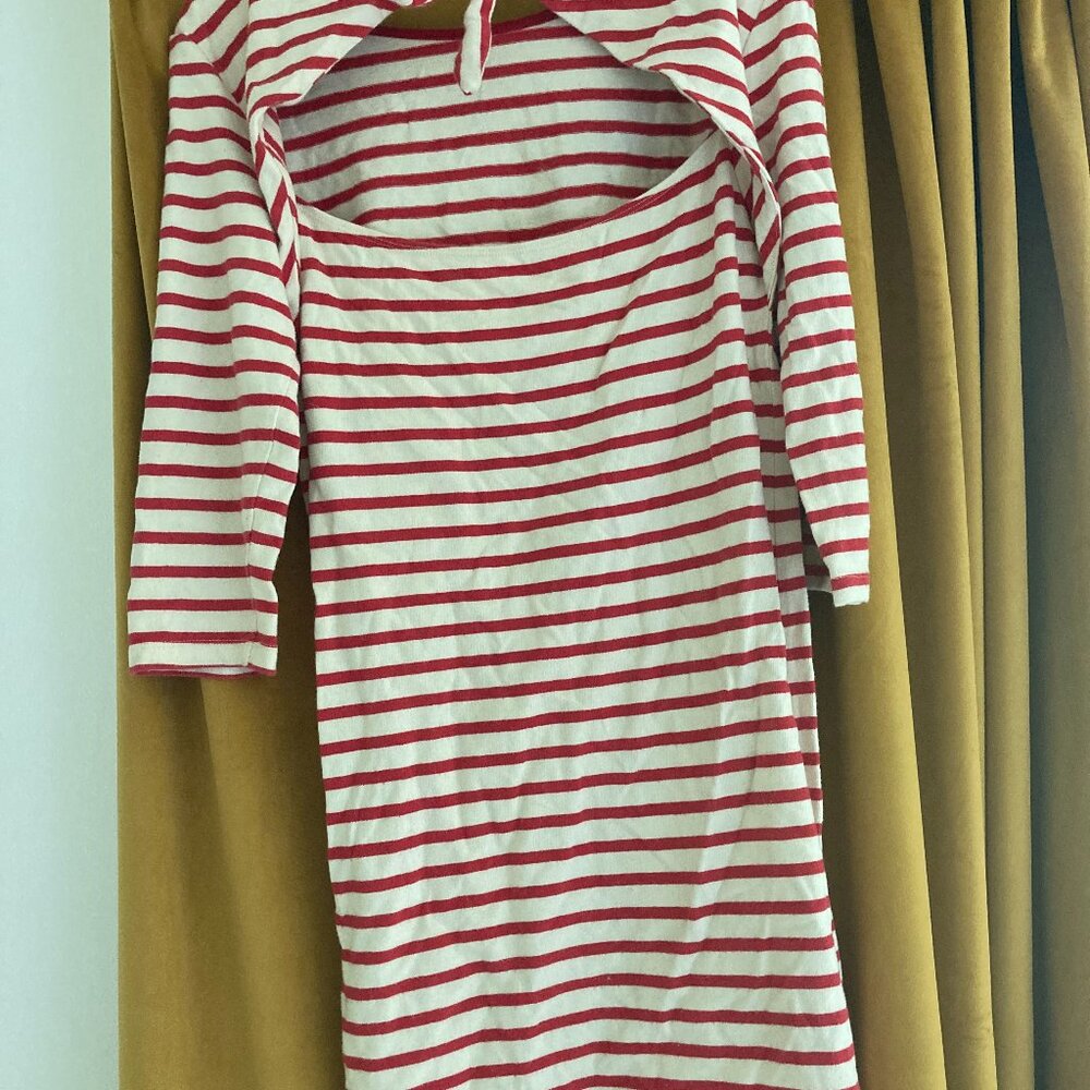 Amour Vert  red and ivory striped Lana dress